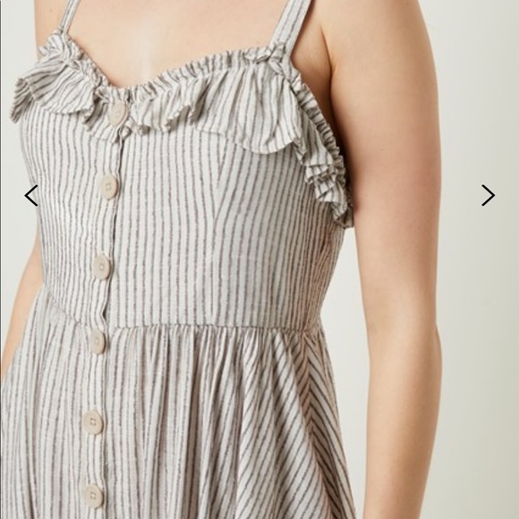 French Connection Stripe Ruffle Midi Dress - Picture 1 of 6